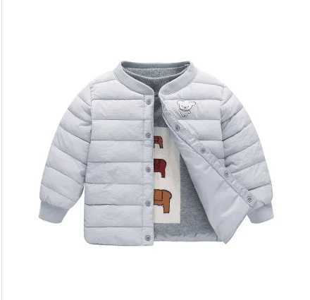 light grey Baby and children's winter jacket children's thick coat children's warm clothes boys and girls lightweight children's jacket - Цвет: light grey