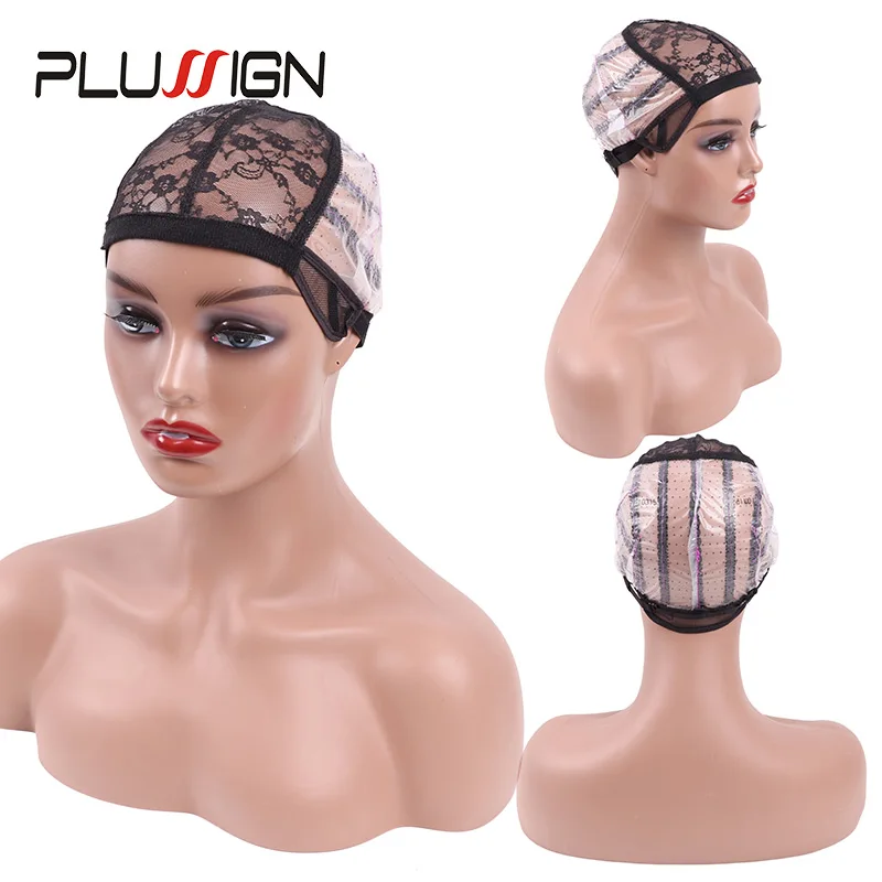 6Pcs 12Pcs Dissolve Wig Cap For Making Wigs, Black Hairnets Mesh Ventilated Wig Caps With Adjustable Strap For Women Base