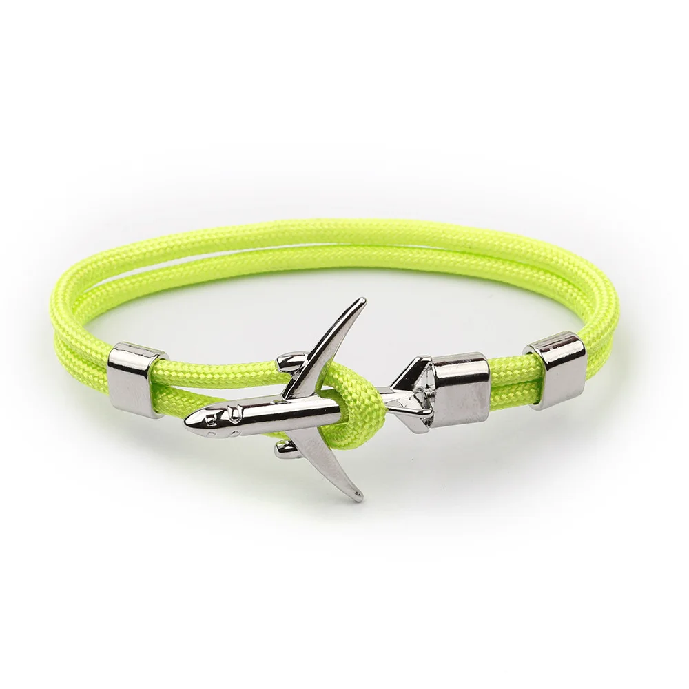 Fashion Braided Bracelets Men Charm Rope Chain Airplane Anchor Bracelet Male Women Air Plane Style Braided Bracelet Sport Hook (11)