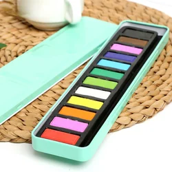 12-color Solid Iron Box Gouache Paint Powder Washable Sketch Painting Graffiti Gouache Watercolor Paint Set Art Supplies