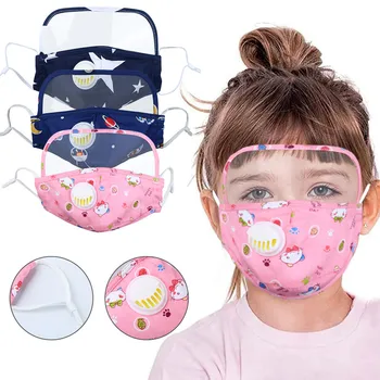 

Kids Child Cartoon Facial Mask Washable Face Mask Reusable Cloth Face Shield Breathable Mouth Mask With Eye Shield