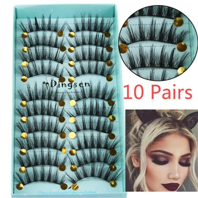 

10 Pairs Natural Long False Eyelashes Handmade Makeup Fake Eyelashes Eye Lashes Makeup Extension Tools Thick Lashes Cilios