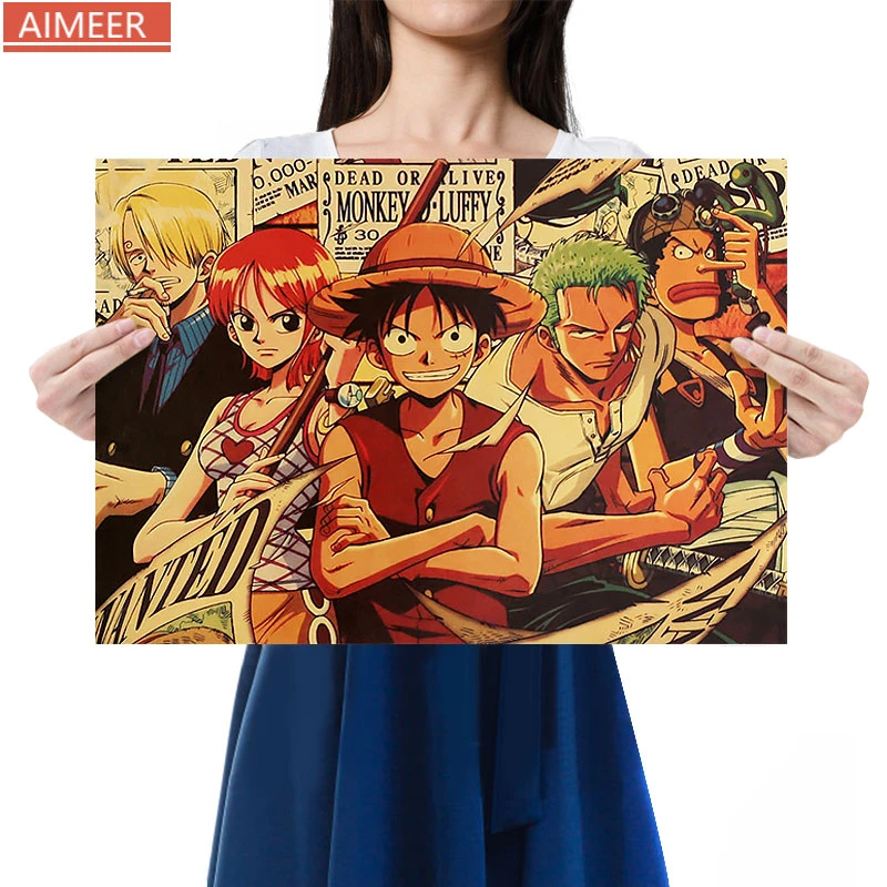 Aimeer Classic Anime One Piece Character Luffy Sanji Nami Robin Collection Vintage Kraft Poster Bar Cafe Decor Painting50 5 35cm Wall Stickers Aliexpress
