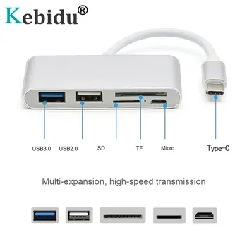 

5 IN 1 USB3.1 Splitter TF Card Reader USB Type C Hub OTG USB-C Micro USB Power Adapter for Macbook Air Pro surface pro 6