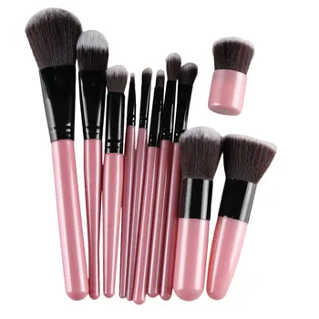 

11Pcs Professional Pink Makeup Brush Set Soft Eyeshadow Foundation Concealer Brush Set Wood Handle Make up Highlighter Brushes