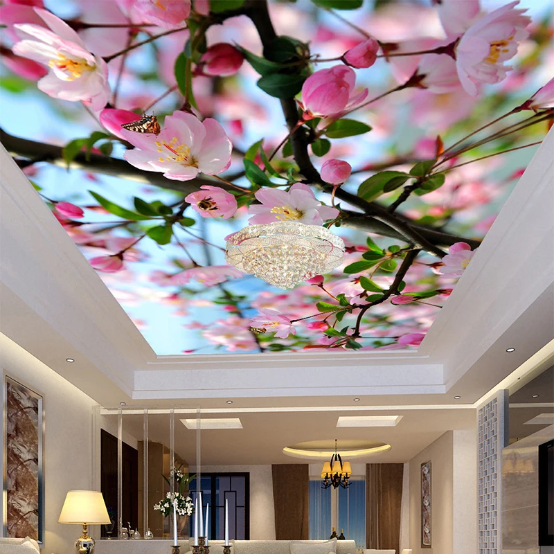 

Dropship Beautiful Flowers HD Ceiling Frescoes Custom 3D Mural Ceiling Wallpapers Theme Hotel Home Decor Papel De Parede Sala