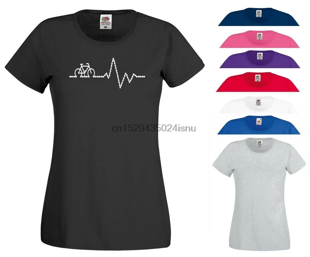 Bike Heartbeat Pulse T Shirt Mountain Cycling Bicycle Ride Exercise Women Top | Мужская одежда
