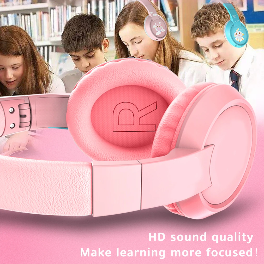JINSERTA Wired Kids Headphones 85DB Volume Limited Hearing Protection Headphones with Detachable microphone for Girls Boys Gift