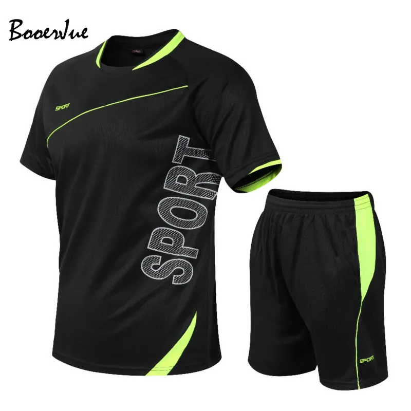 

Summer Sport Suit Men's Sets T Shirts+shorts Two Pieces Sets Casual Tracksuit O-Neck Solid Sportswear Sweatsuit Tracksuit Men