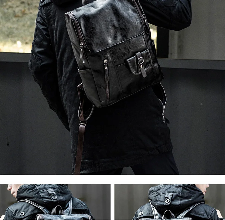 KUDIAN BEAR, мужской рюкзак из искусственной кожи, сумка для ноутбука, сумка для путешествий, водонепроницаемая, мужская сумка для колледжа