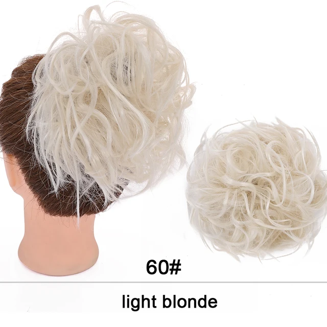 HAIRRO 80g Straight Donut Chignon Hairpieces Synthetic Ombre Elastic Updo Chignon Fluffy Messy Scrunchies Hair Bun For Women 60-45g