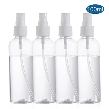 

4pcs Plastic Mini Refillable Container Empty Cosmetic Containers Transparent 30ml/50ml/100ml Empty Spray Bottles for Alcohol