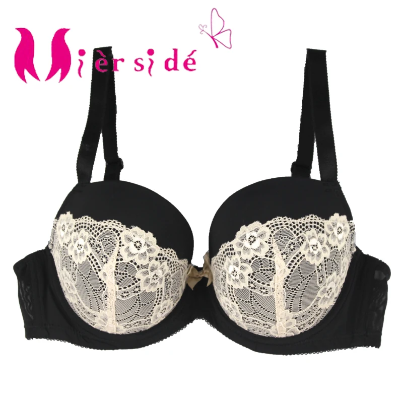 

Mierside WC606 Plus Size Bra With Flower Apricot Lace Lingerie Bow Decoration Women Underwear C/D/DD/DDD/E