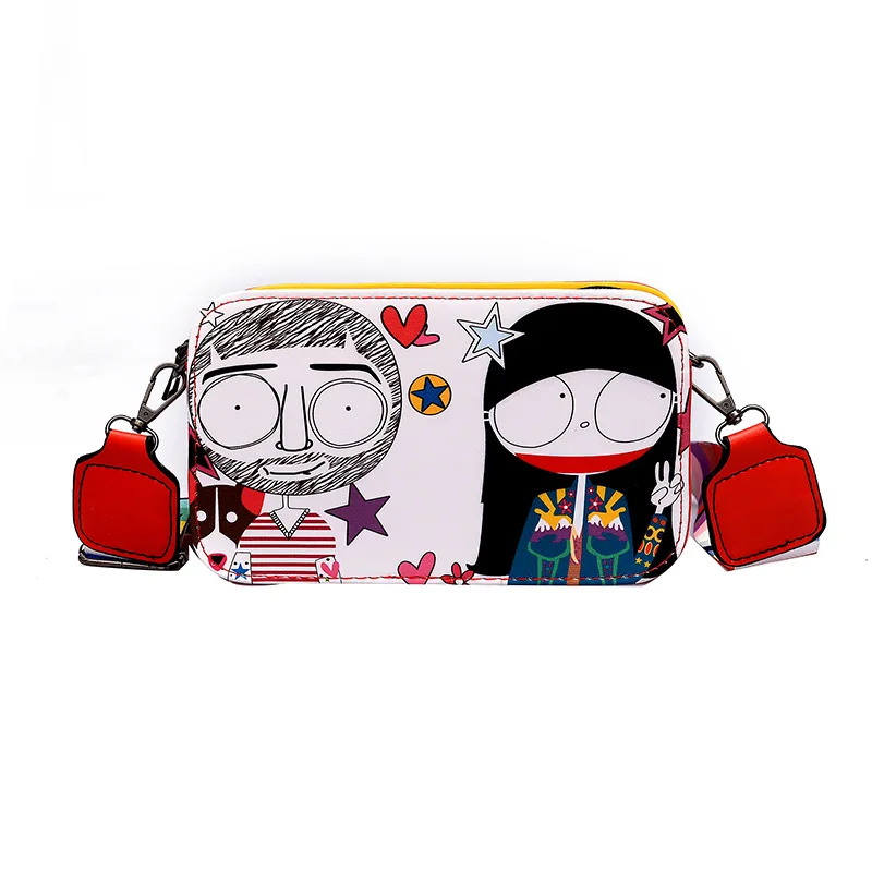 

Handbags Hip-Hop Graffiti Shoulder Bags 2019 ins Fashion Designer Crossbody Bag Women Casual Wide Shoulder Strap Flap Female Bag