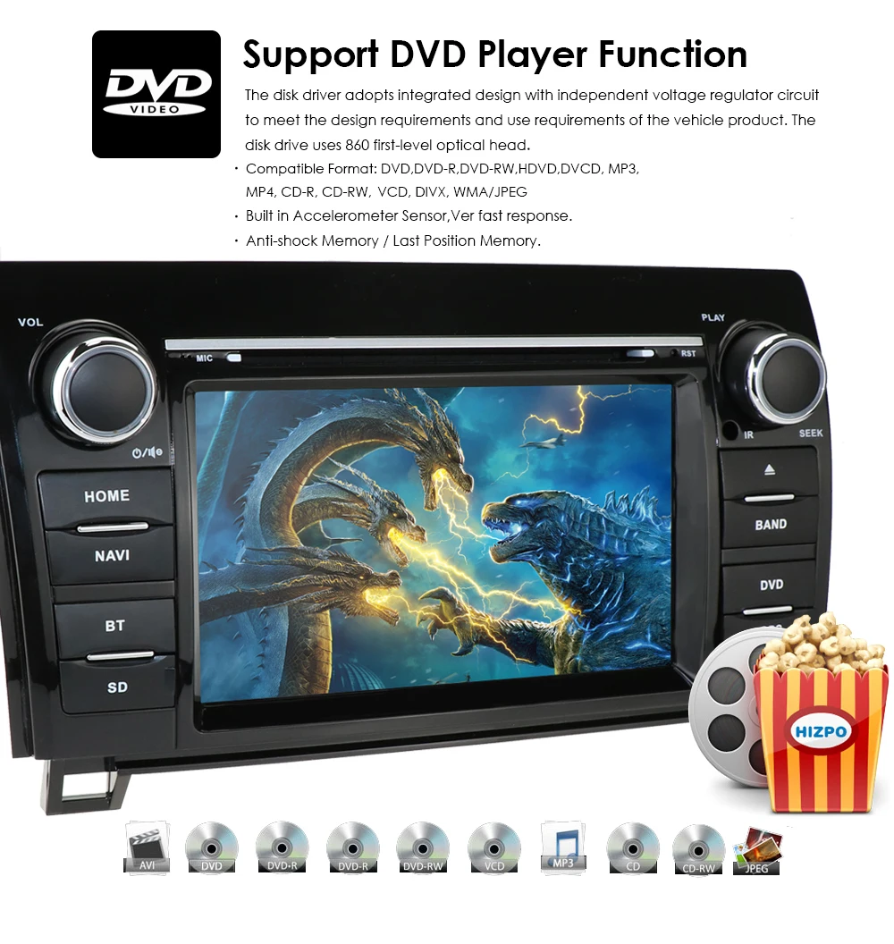 Best 2 din Touch Screen Car Radio Stereo for Toyota Tundra Sequoia 7 Inch 800*480 HD Radio RDS AM/FM 3G SWC IPOD CANBUS SD USB BT MAP 14