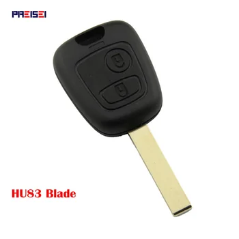 

PREISEI 10pcs/lot No Logo 2 Button Replacement Car Remote Key Case Cover Fob For Citroen C1 C2 C3 C4 XSARA Picasso HU83 Blade