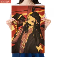 

2021Anime Demon Slayer Character Kamado Nezuko Comic Nostalgic Retro Kraft Paper Poster Bar Cafe Decor Painting Wall Stickers