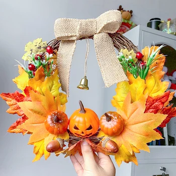 

Christmas Wreath Exquisite Unique Fashion Pumpkin Wall Hanging Garland Ornament Home Decor for Halloween Thanksgiving Xmas