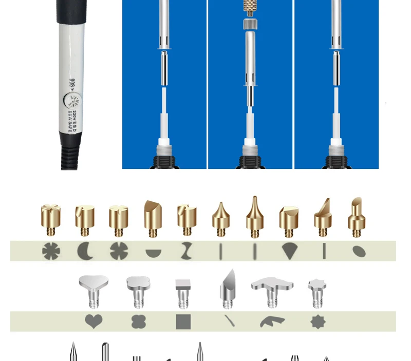 60 Вт Температурный Регулируемый Электрический паяльник набор инструментов резьба по пирографии ручной распайки сварочный набор инструментов комбинация