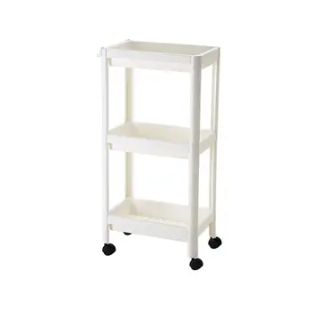 

1 Pc Multi-layer Storage Rack Plastic Commodity Shelf Portable Handcart (White)