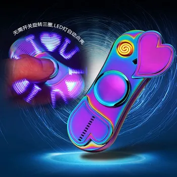 

Colorful Luminous Metal Fidget Spiner Hand Spinner Top Spinners Stress USB Charging Lighters Fingertip Gyro Adult Toys Gift E