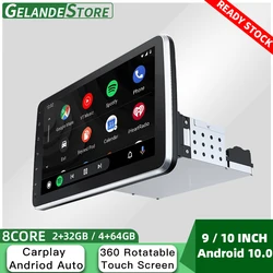 Radio con GPS para coche, reproductor Multimedia con Android 10,0, giratorio, 1DIN, receptor estéreo, WiFi, ajustable