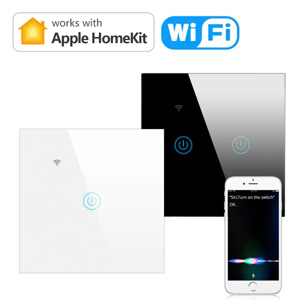 

Умный настенный сенсорный выключатель с поддержкой Wi-Fi, ЕС, без нейтрального провода
