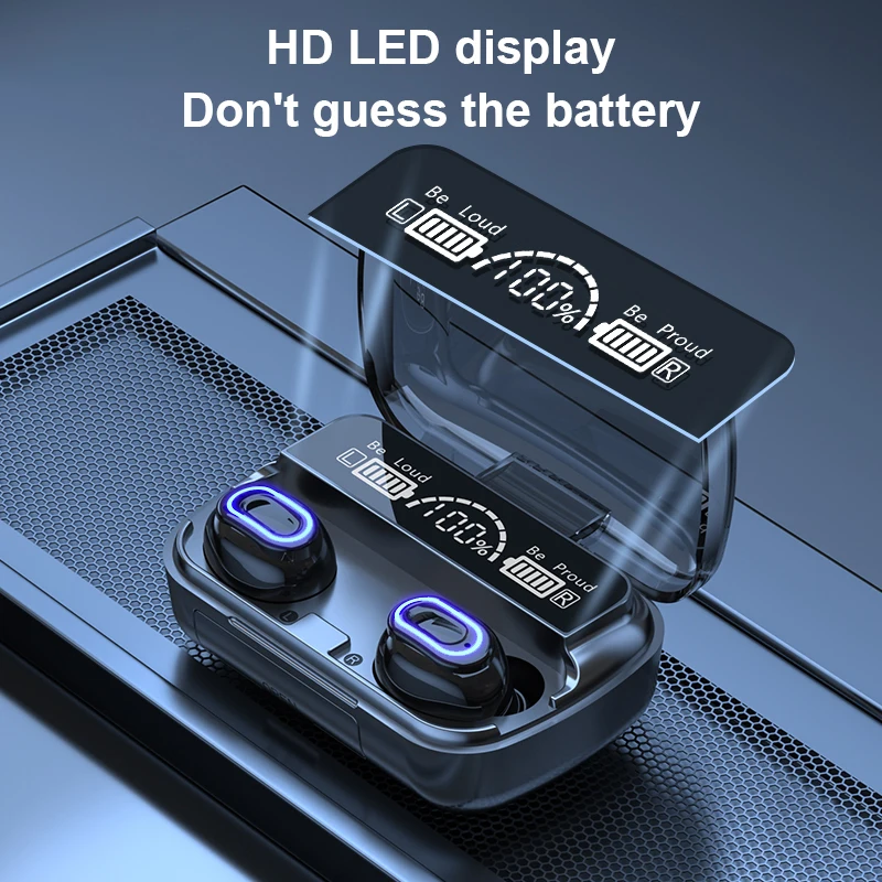M1 TWS Bluetooth 5.1 Wireless Headphones Touch Three Digital Display In-Ear Pods Sports Headset For IPhone Samsung S10 | Электроника