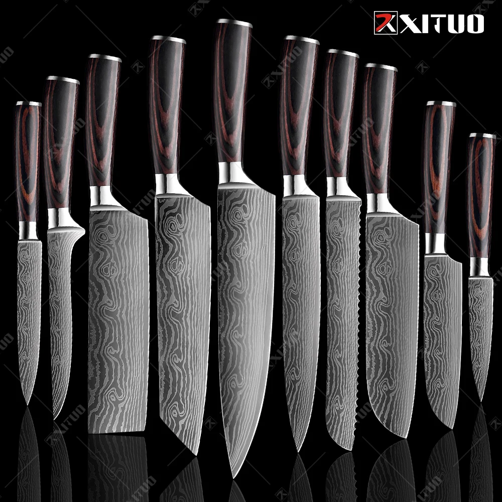 XITUO Kitchen Knives set Chef knife High Carbon Stainless Steel Santoku knife Sharp Cleaver Slicing Knife Best Choice for Kitche