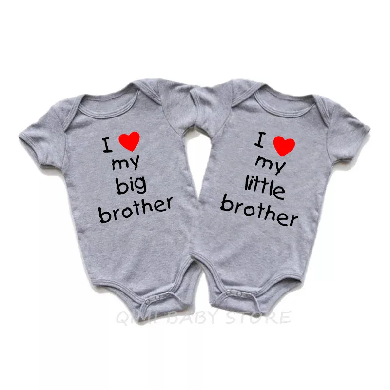 Хлопковый комбинезон с надписью «I Love My Little Big Brother» для новорожденных мальчиков; комбинезон с короткими рукавами для маленьких мальчиков