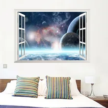 14158 стиль алиэкспресс Лидер продаж 3D Вселенная планета поддельные окна ТВ фон украшение наклейки на стену