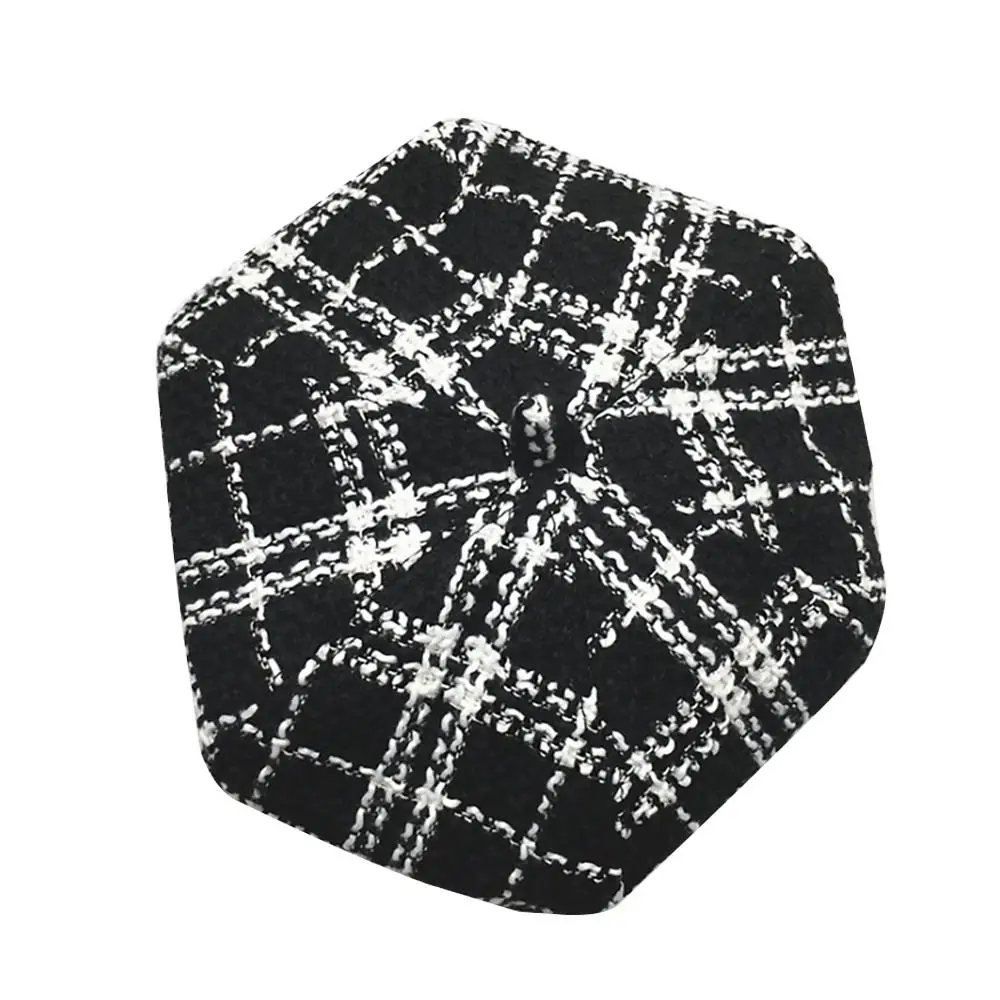 Шапки-береты в виде тыквы Bone Gorras Artist Painter, черно-белая женская шапка в клетку, осенне-зимняя вязаная шапка в британском Корейском стиле