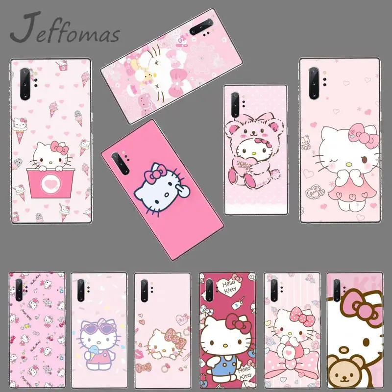 Милый чехол для телефона с кошкой Hello kitty Samsung Galaxy S8 S9 S10 Plus Lite S10E Note 3 4 5 6 7 8 9 10 Pro |