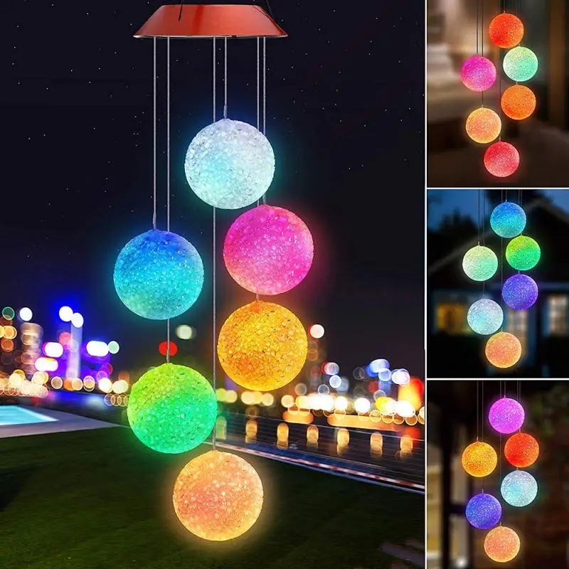 solar security light Solar Ball Light LED Colour Changing Garden Yard Hanging Decoration light Outdoor Powered  Wind Chime Waterproof Lawn Lamps solar hanging lanterns