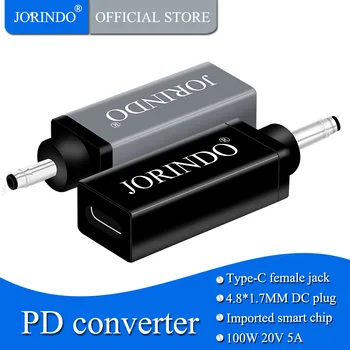 

JORINDO Type-C female jack to DC4.8*1.7MM bullet male plug Laptop PD decoy adapter ,USB-c to DC4817,100W,5A