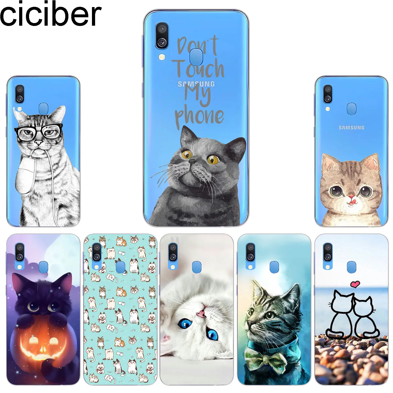 ciciber Phone Cases for Samsung Galaxy A50 A70 A40 A30 A20 A60 A10 A20e A80 Soft Silicone TPU Back Cover Fundas Cute Pet Cat |