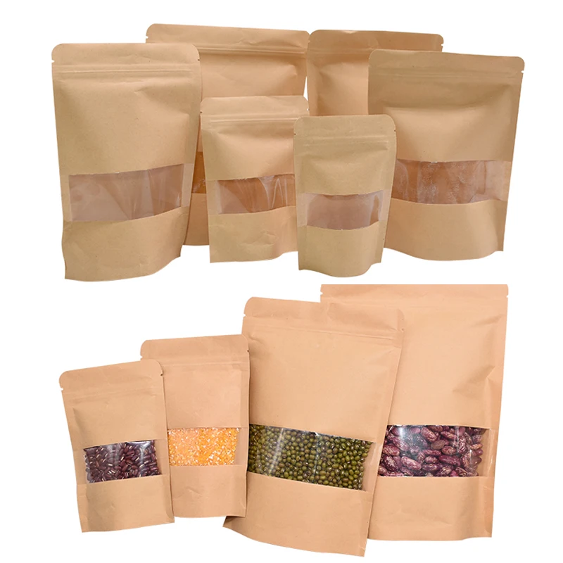 10 шт. коричневые подарочные пакеты из крафт бумаги для конфет Самоуплотняющиеся