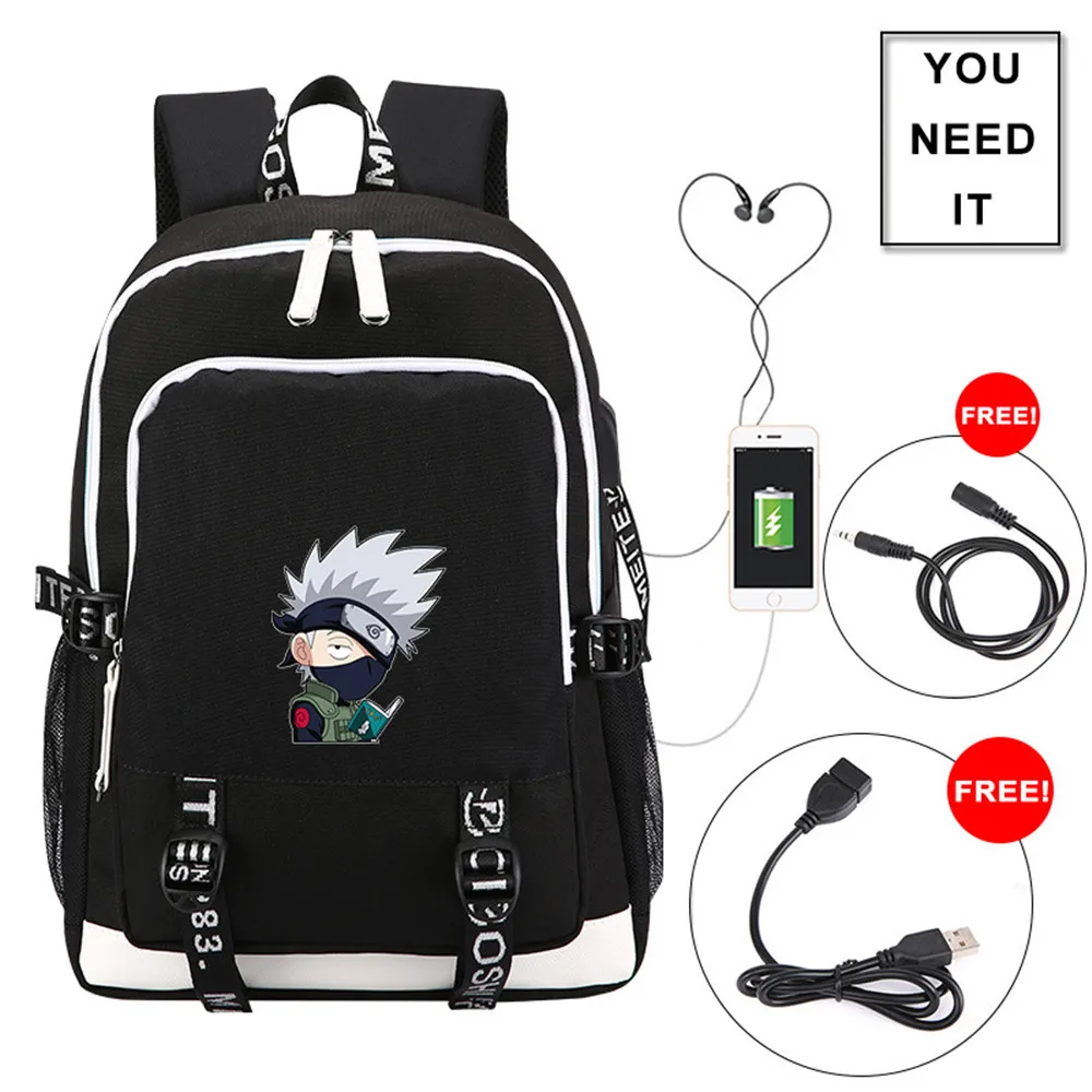

Naruto Backpack Multi-function USB Charging for Teenagers Boys Student Girls School Bags Travel Luminous Bag Laptop Pack