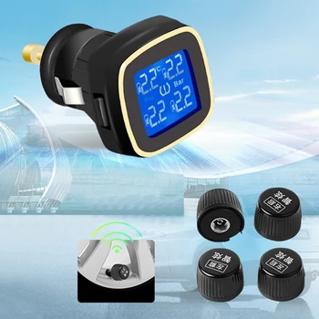 

New Car Universal Anti-theft Waterproof And Easy To Install Cigarette Lighter USB Tire Pressure Monitoring System 4Sensor TPMS
