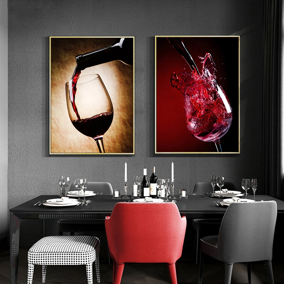 Red Wine Canvas Wall Art Print Painting On Canvas Restaurant Dining Room Bottle Drink Posters Bar New House Nordic Decor Picture