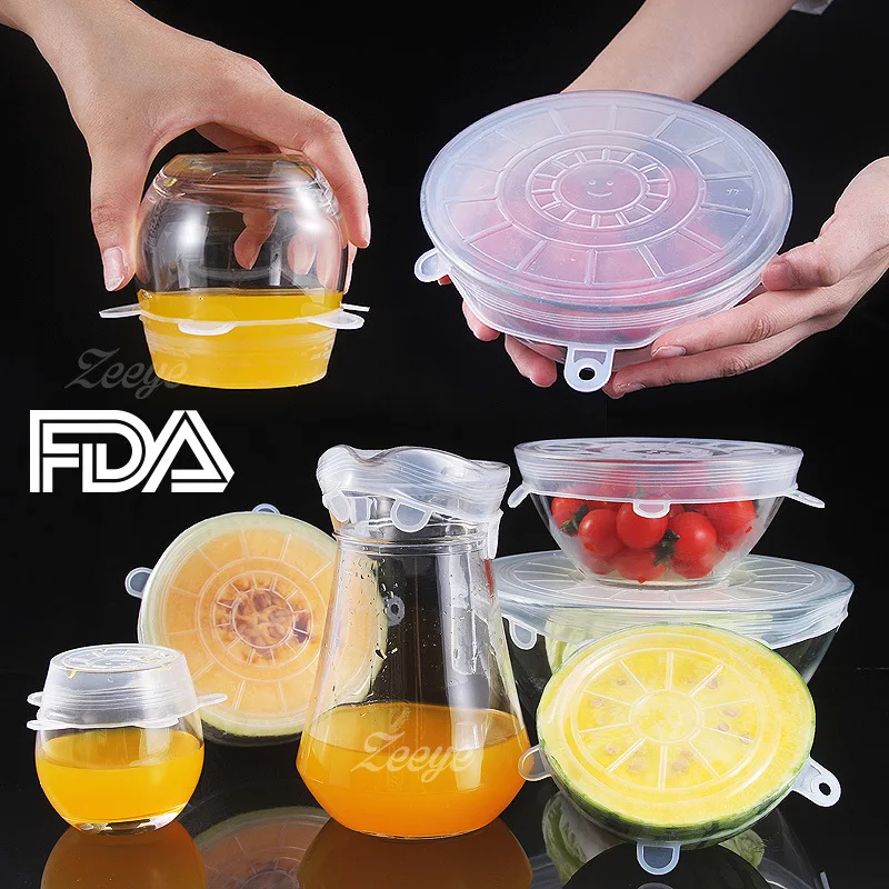 6Pcs Silicone Stretch Lids Canning Food Bowl Cover For Bowls Pot Lid Can Dish Covers Cooking Microwave | Дом и сад