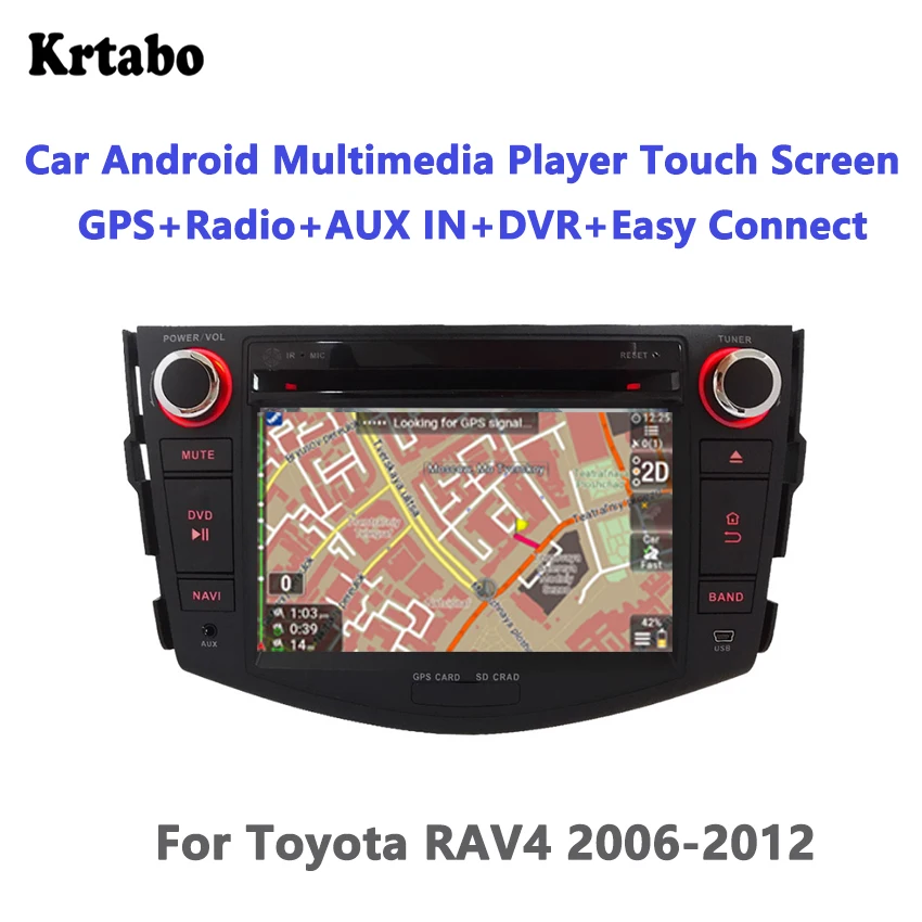 Krtabo Android smart car navigation reversing image control screen one machine recorder support DVD For Toyota RAV4 2006-2012