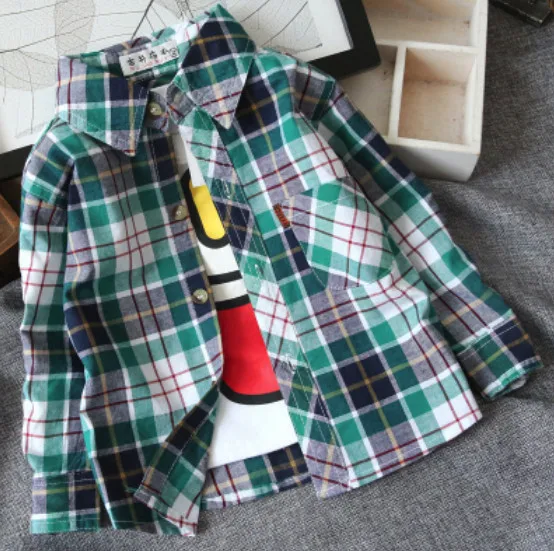 Only shirt Лидер продаж, Детские рубашки для маленьких мальчиков на весну-осень, модная одежда клетчатые хлопковые топы с длинными рукавами, Детская рубашка с отложным воротником - Цвет: Only shirt