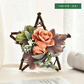 

Christmas decoration mini artificial flower rattan circle creative five-pointed star Christmas wreath window rattan