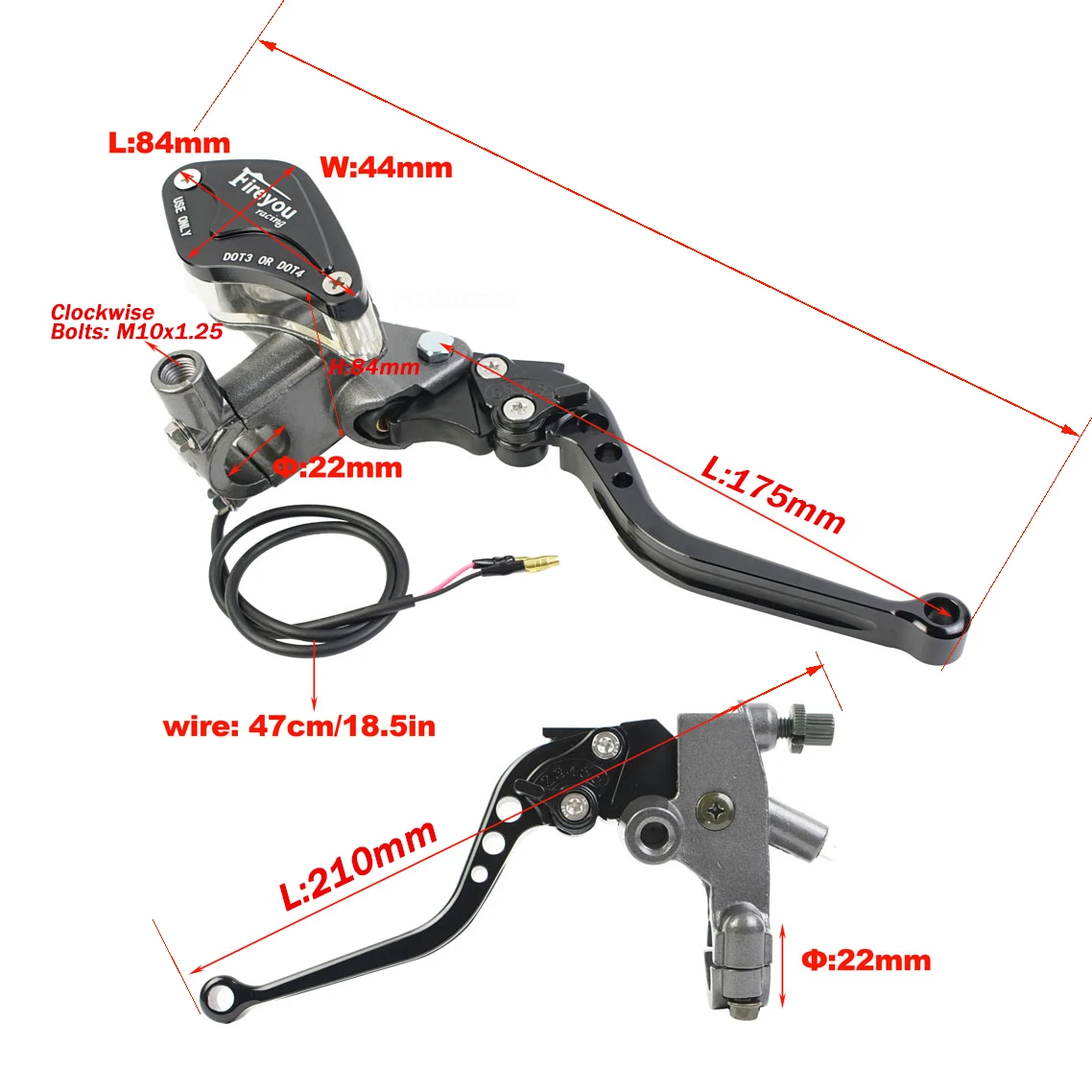 Universal Motorcycle Brake Adjust Handles Handlebars Hydraulic Clutch Master Cylinder Levers 7/8