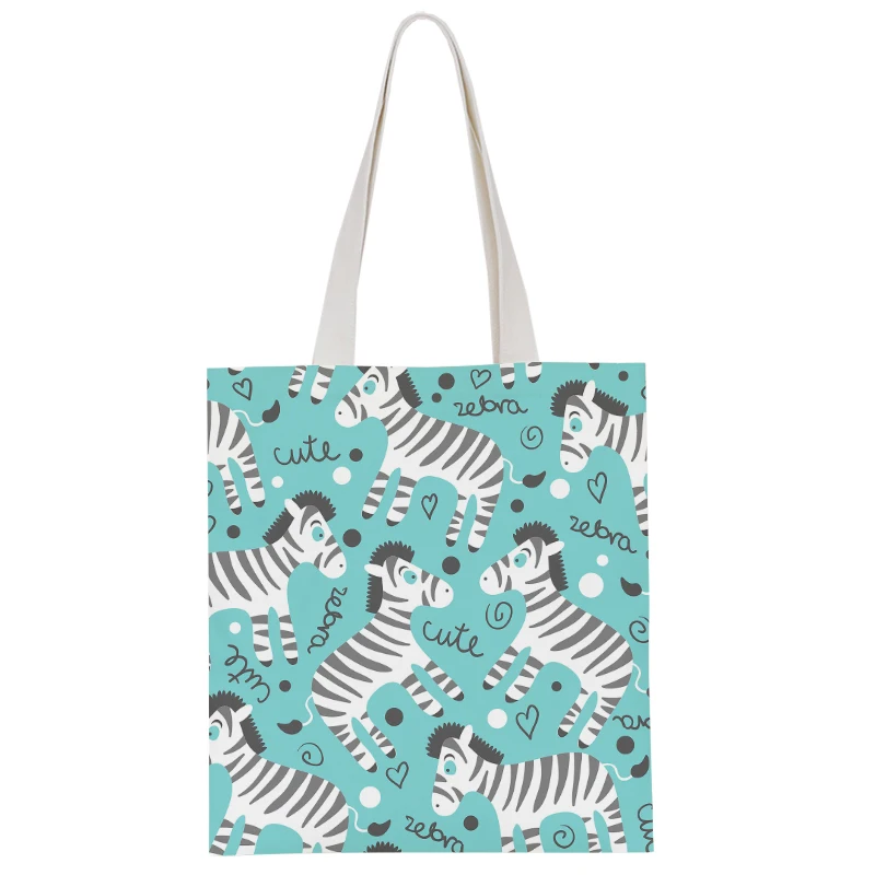 New Fashion Ladies Canvas Shoulder Bag Cute Animal Pink Sweet Girl Handbag Casual Harajuku Light Storage Bag Funny Shopping Bag