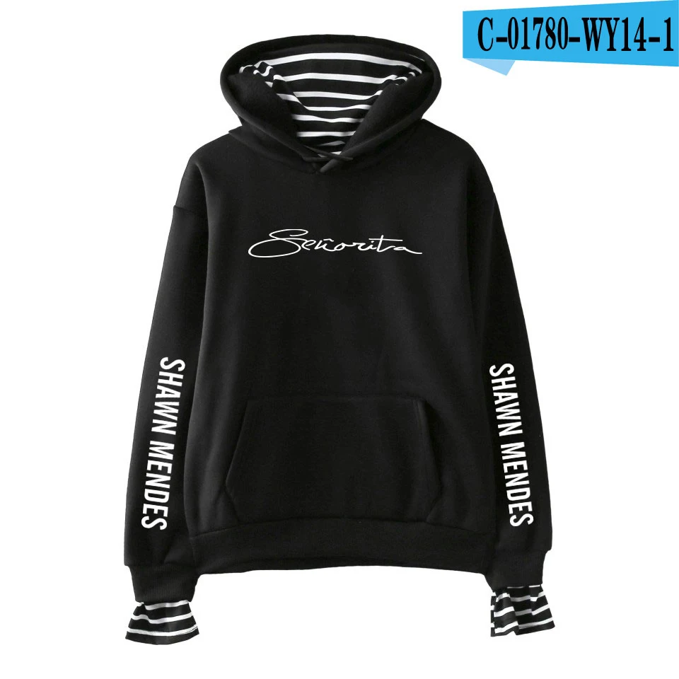 New shawn mendes Fake Two Pieces Hoodies Men/Women Autumn Winter Fashion Casual Sweatshirt Shawn Mendes Hip Hop Hoodie - Цвет: Black
