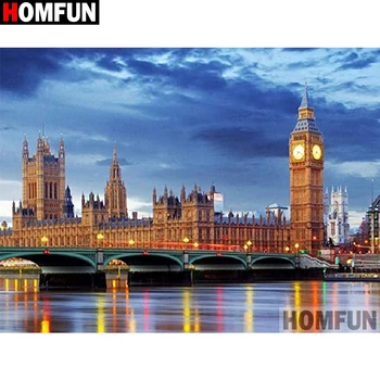 

HOMFUN 5D Diamond "Castle lake" Diamond Embroidery Full Round/ Square Diy Diamond Painting Cross Stitch Home Decor A30040