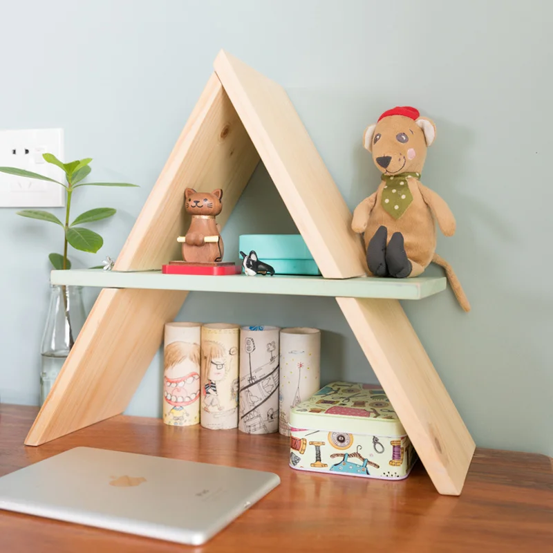 

Creative bookcase solid wood bedside table small bookshelf Nordic storage table rack plates storage rack organization CL0909231