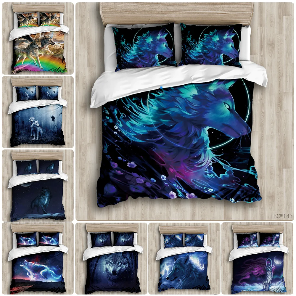 

Animal Duvet Cover Sets The night wolves custom Bed Linens Bedding Sets with Pillowcase king Size Bedclothes Comforter Covers
